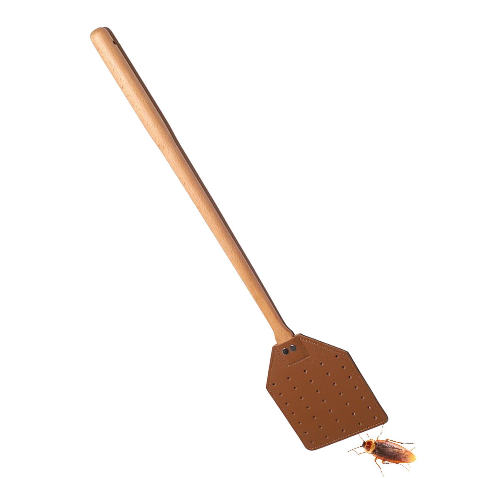 Heavy Duty Leather Fly Swatter - Ergonomic Paddle, Durable Handheld Swat Tool | Natural Leather Beater, Non-Slip Grip For Indoor Rooms, Picnic, Yard, Terrace, Garage, Shed