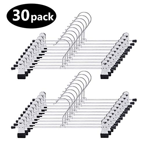 GOODUSCN Pants Hangers,14 inch Skirt Hanger Pants Hanger with Clips Metal Pant Hangers