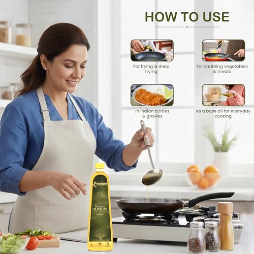 Image of Shagun Pomace Olive Oil 1 Litre for Indian Cooking | Cold Pressed Pomace Olive Oil for Frying and Roasting | Light Taste Healthy Cooking Oil | Good for Heart Health Daily Use for Kitchen