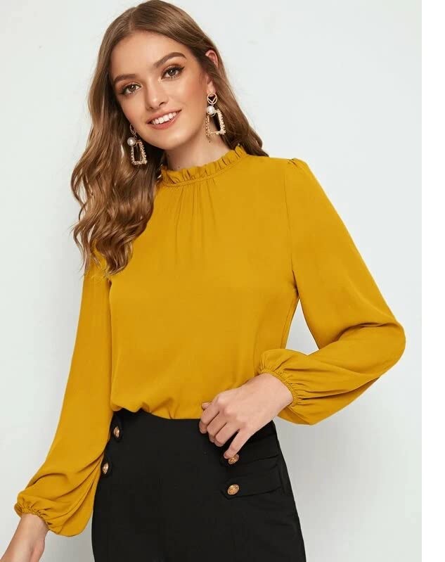Image of FNOCKS Women's Plain Round Neck Long Sleeve Slip On Cotton Top