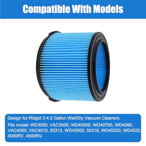 Image of 4 Pack VF3500 Replacement Filter for Ridgid 4 Gallon Vaccum, 4 Pack 26643 Fine Dust Filter for 3 /4 /4.5 Gallon Wet Dry Portable Vacuums, Replaces WD40700, WD30500