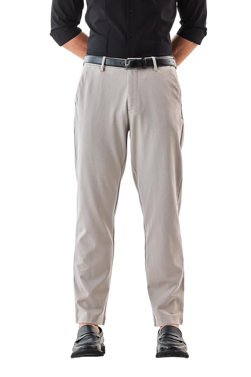 snitch Men Formal Trousers | Slim Fit Mid Rise Plain Design | Premium Rayon Blend with Medium Stretch & Smooth Texture for Office & Formal Wear | Beige-picture-13