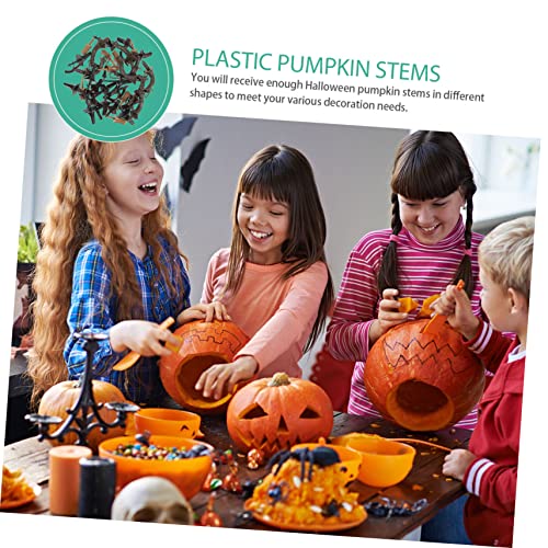 Abaodam 40pcs Simulated Pumpkin Handle Thanksgiving Pumpkin Decor Crafting Stems Pumpkin Stem DIY Pumpkin Handle Jack- o- Lantern Decoration DIY Pumpkin Props Plastic Material self Made
