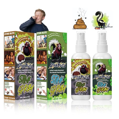 StinkBlitz Spray Fetido,Spray Líquido para Pedos, Spray para Pedos Extrafuerte, Spray Apestoso, Spray Mal Olor Broma para Fiestas Halloween para Adultos,2 Piezas,50ml
