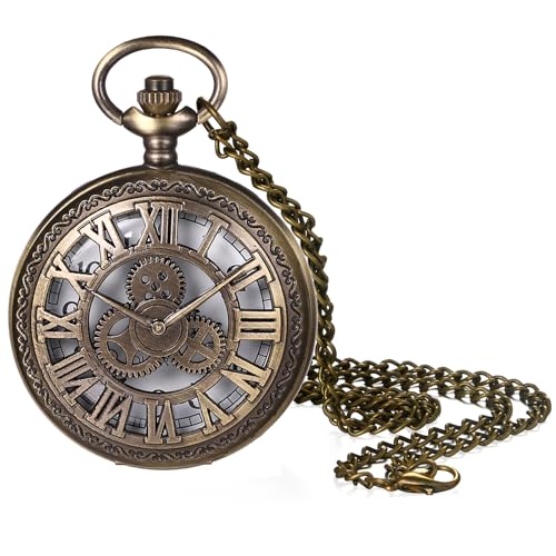 JewelryWe Vintage Owl Pocket Watch Steampunk Novelty Locket Quartz Pendant Necklace Watches with 31.5 Inch Chain