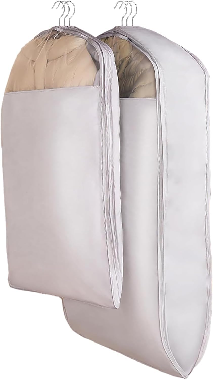 Platzsparende Kleidersäcke Zum Aufhängen Mit Kompressionsreißverschluss – Strapazierfähige, Staubdichte Schutzhüllen Für Jacken Und Kleidung – 110cm-2Pcs