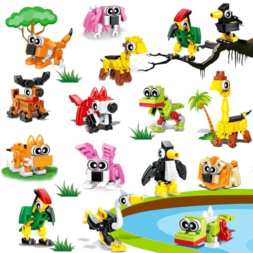 20pcs Animal Mini Building Blocks Party Favor for Kids Return Gifts For Birthday Goodie Bag Stuffer Class Prize Box Toys Small Bulk Pinata Stuffer End of School Year Gift for Student Boy Girl 4-8 8-12