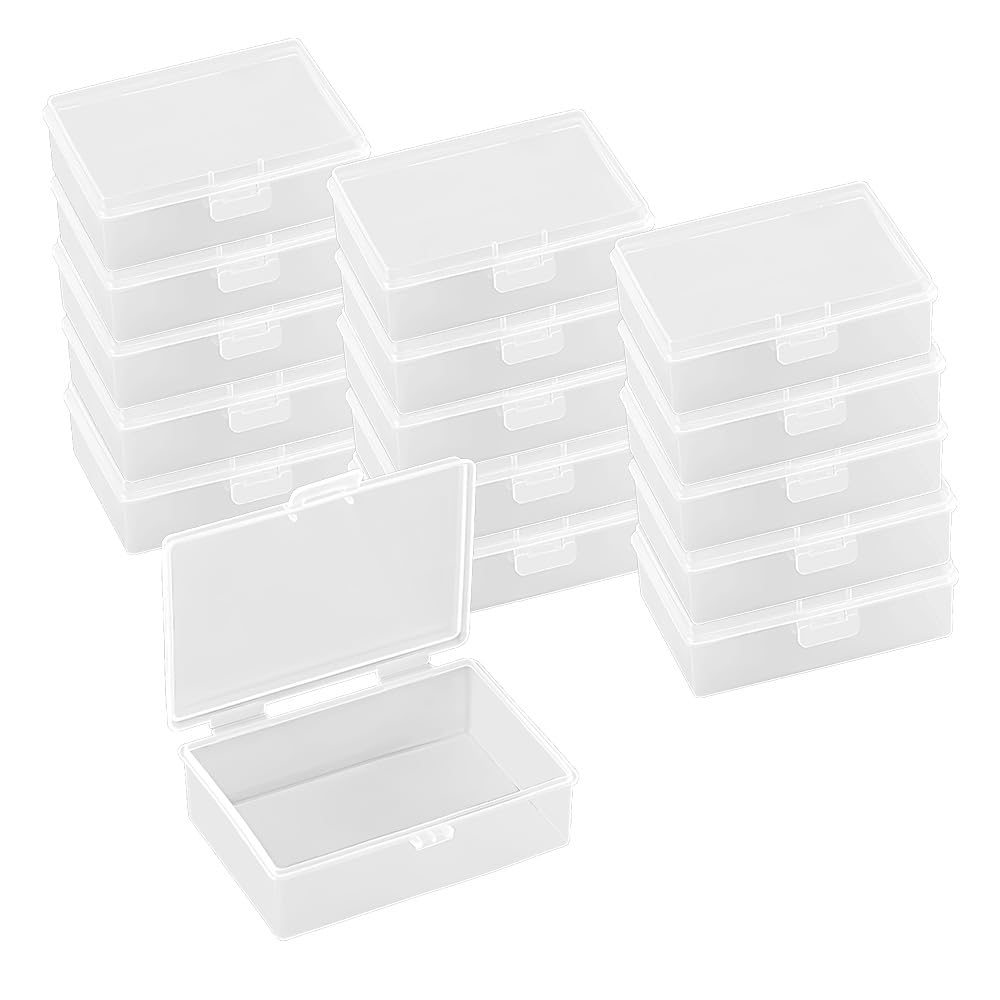 XINGSUI 16 Pieces Plastic Storage Box with Lid, Storage Boxes, Small Plastic Box, Transparent Boxes, for Storing Jewellery, Crafts, Cards, Photo, Beads and Small Items (9.2 x 6.2 x 2.5cm)
