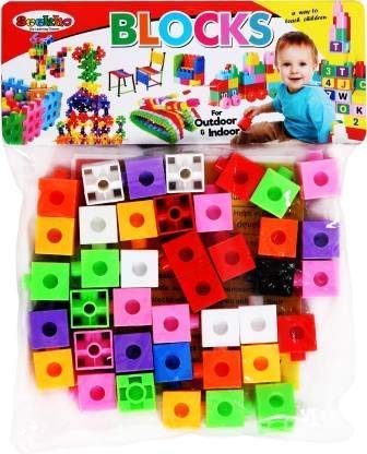 Cubic Blocks, Interlocking, Creative and Learning Educational Toy Set for Kids of + 3 Years - in a Transparent Bag with Instructions Sheet Inside (Multi Color)(Cubic Blocks)