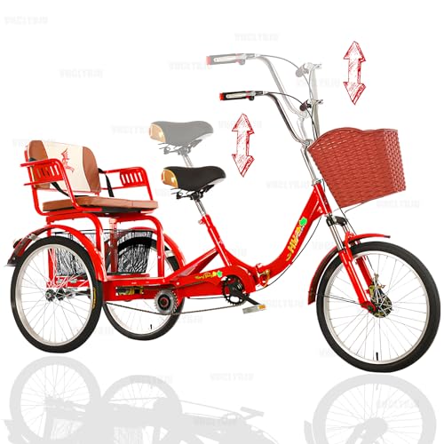 VHCLYBJU Dreirad für Erwachsene faltbar mit Kindersitz 3-Rad-Fahrrad für...