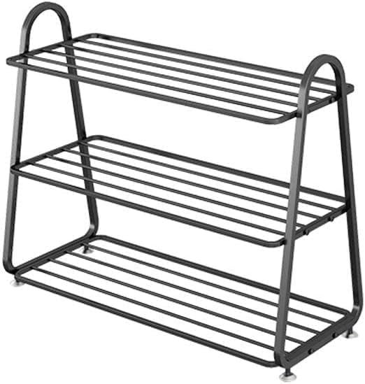 Image of MetalTouch 3-Tier Metal Shoe Rack for Entryway, Closet, or Bedroom ? Stackable & Space-Saving Shoe Organizer Shelf ? Rustproof, Heavy-Duty Storage ? Black