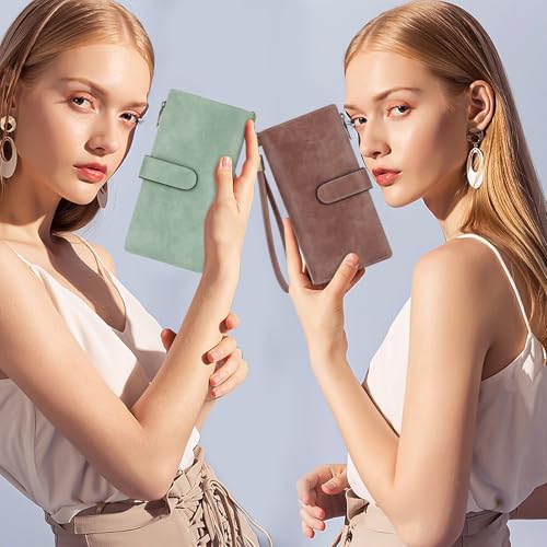 Image of XINNSTAR Womens Wallet RFID Blocking Large Capacity Credit Card Holder Long Purses for Women with Wristlet Pocket ID Window