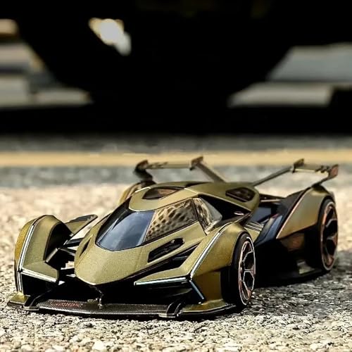 Image of 1:22 Scale Diecast Metal Car Lambo V12 GT Toy Car for Kids with Light Sound Pull Back Openable Door Collection Model Cars