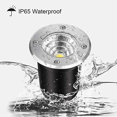 Landscape Lights Low Voltage Outdoor Led Well Lights 12V 24V 5W 3000K Warm White Waterproof In Ground Light for Deck, Pathway, Step, Garden(4 Pack with Wire Connectors)