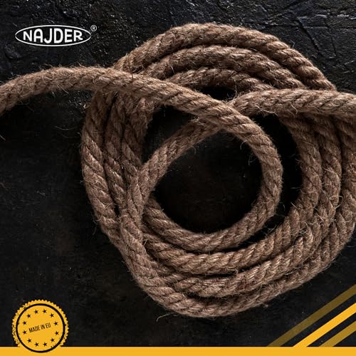 Najder - Juteseil - Naturfasern - gedreht Tauwerk - Hanf Jute Tau Seil - Seil für Barrieren und Geländer - Durchmesser 25 mm, 1 Meter
