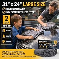 2 Pack Professional Large Microfiber Car Drying Towels (31" x 24"), Microfiber Towels for Cars, Scratch Free, Lint Free, Highly Absorbent Quick Drying Towel Cloth for Cars, Trucks Boats, Car Detailing — image 8