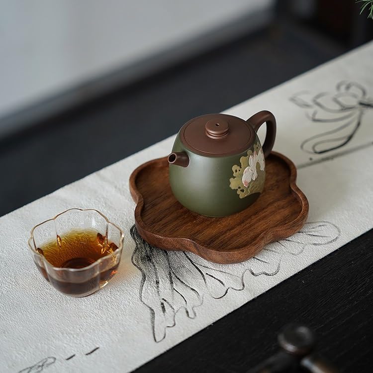 Bandeja de té de postre en madera de ámbar con base estable para un servicio seguro 6