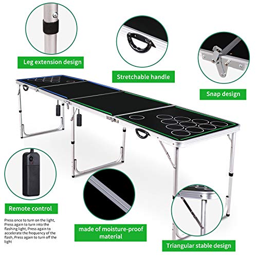 image for Wodesid 8FT Portable Beer Pong Tables with Carrying Handle Tailgate De