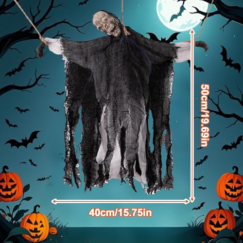 Squelette Halloween à détection sonore pour maison et extérieur