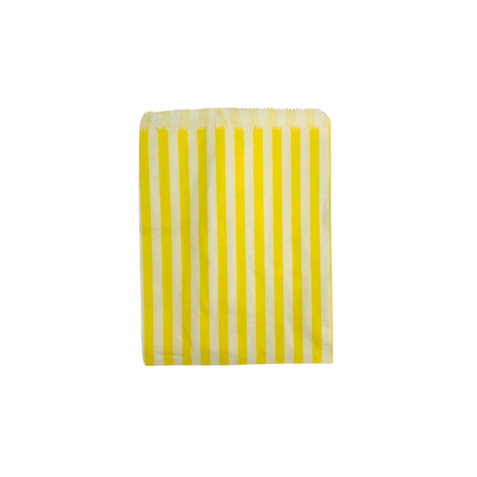 Completeshopfittings Yellow Pick N Mix Sweet Candy Striped Paper Treat Bags - 7X9" Pack Of 100