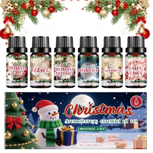 6PCS Christmas Essential Oils Set Winter Holiday Fragrance Oil Gift Set for Diffuser Scented Oils for Soaps Candle Making Holiday Essentials for Home Christmas Tree Scented Gift Set(Christmas Set)