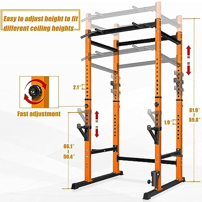 Bongkim Power Rack, Rack Cage for Weight Training, Adjustable Squat Stand Rack for Home Gym Equipment, Lifting Cage with 660lb Capacity