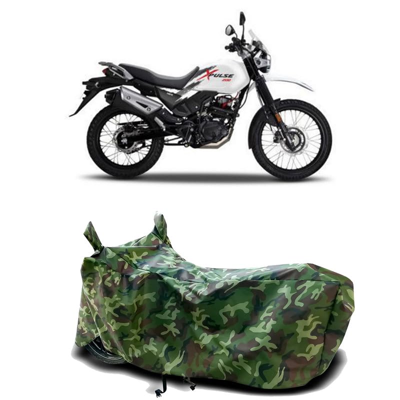 Image of DUFFEL-100% Heat Protection Two Wheeler Bike /Scooty Body Cover for Hero XPulse 200 Water Resistance /UV-Rays /Birds Dropping /Scratchproof /Dust Proof /Waterproof[Green Jungle Print]