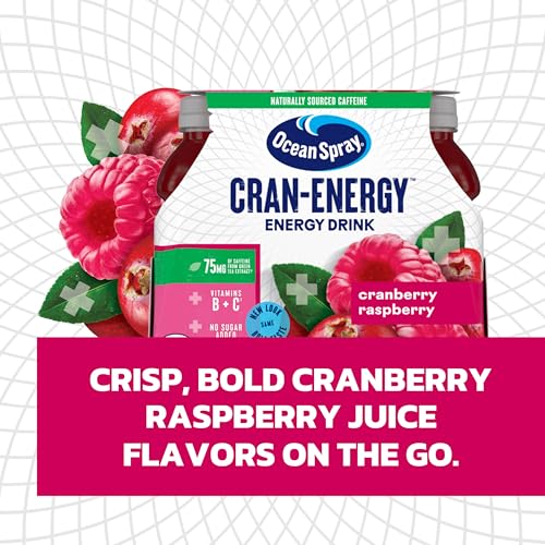 Image of Ocean Spray Cran-Energy Cranberry Raspberry Juice Drinks, 10 Fl Oz Bottles, 6 Count (Pack of 1)