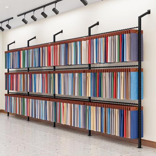 Adjustable Commercial Metal Display Rack with Wall-Mounted Hanging Rod - Ideal for Retail Stores & Home Organization, Sturdy Storage Solution for Clothes & Accessories