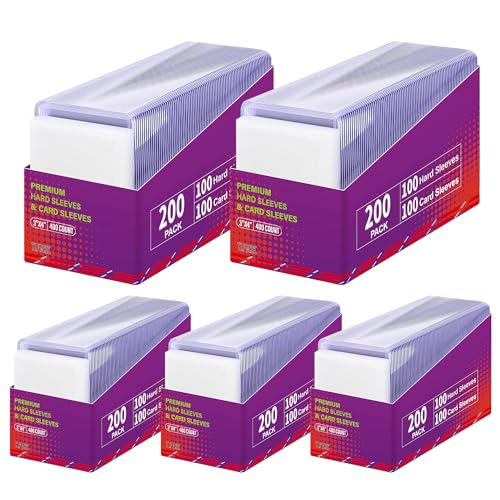 1000 Packs Card Sleeves Top Loaders for Cards,3"X4" Baseball Card Protectors Toploaders,Hard Plastic Card Holder for Trading Sports Football Game Cards (500 Hard Sleeves+500 Penny Sleeves)