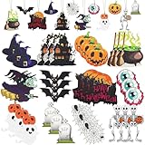 FEAWIAI 36 Piezas Adorno Colgante de Halloween,Diseño de Halloween Decoración Calabaza Araña Murciélago...