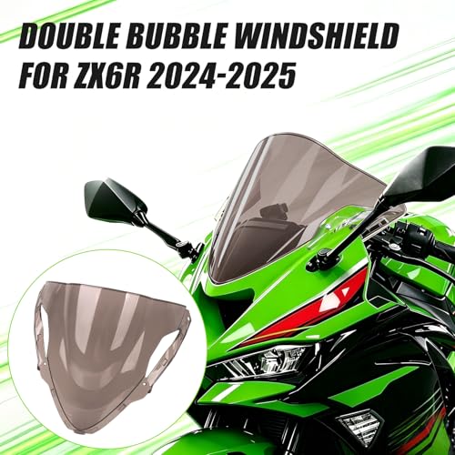 Image of PSLER Double Bubble windshield for 2024 2025 ZX6R Smoke | ZX6R accessory, motorcycle windscreen channels airflow to effectively reduce wind noise