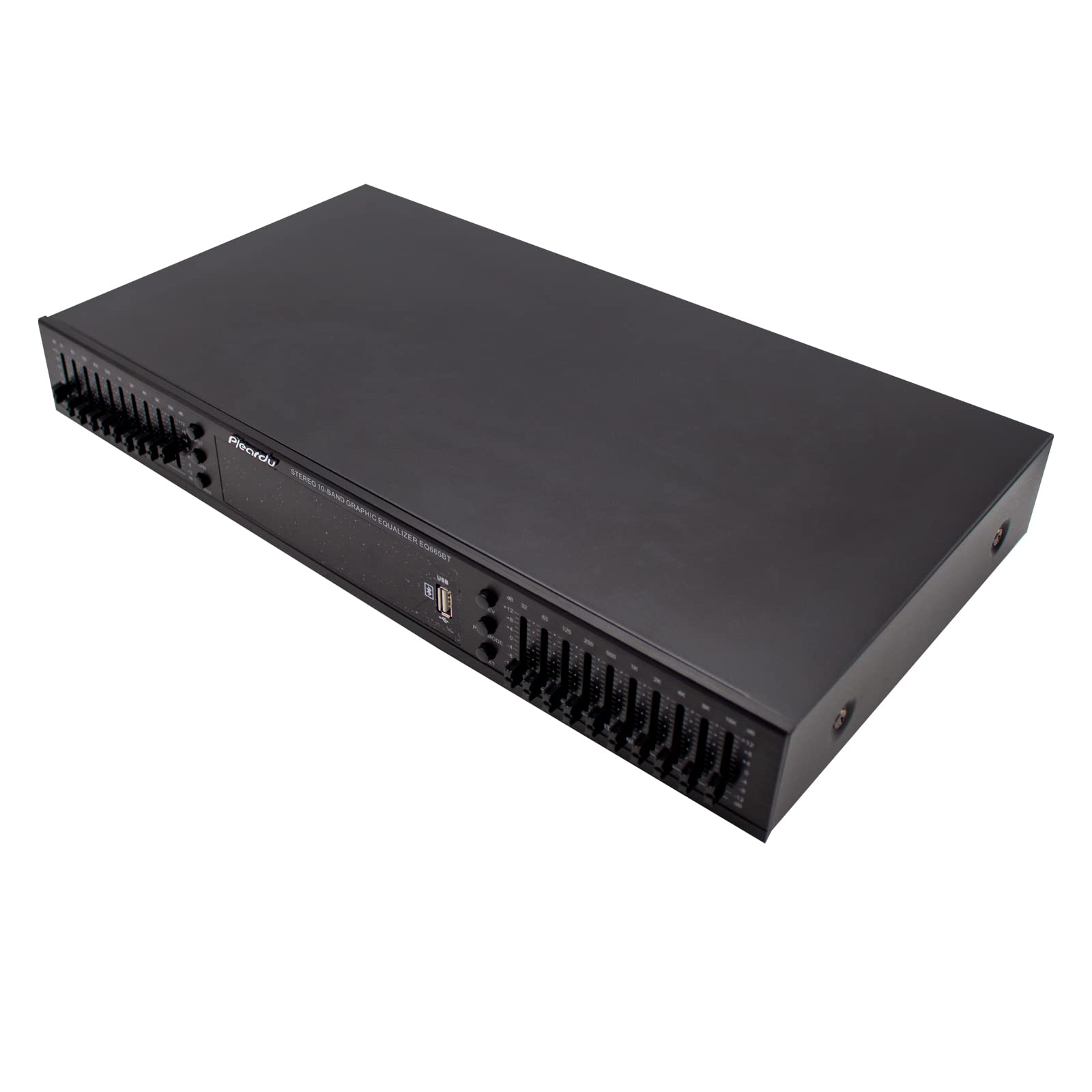 EQ665 Equalizer, Hifi-Heim-Equalizer, Equalizer, duales 10-Band-Stereo, Tonhochtöner und Basseinstellung, integriertes Bluetooth 220V(Schwarz)