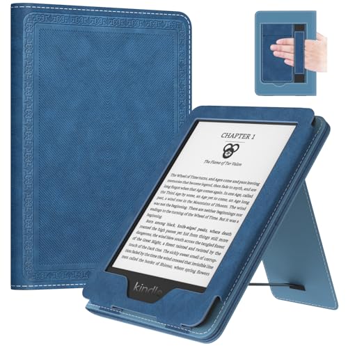 Image of MoKo Case for All-new 6 inch Kindle(11th Generation, 2024 /2022 Release) /(10th Gen,2019) /Kindle(8th Gen, 2016), Ultra Lightweight PU Shell Cover with Auto Wake /Sleep for Kindle 2024, Blue Vintage Twill