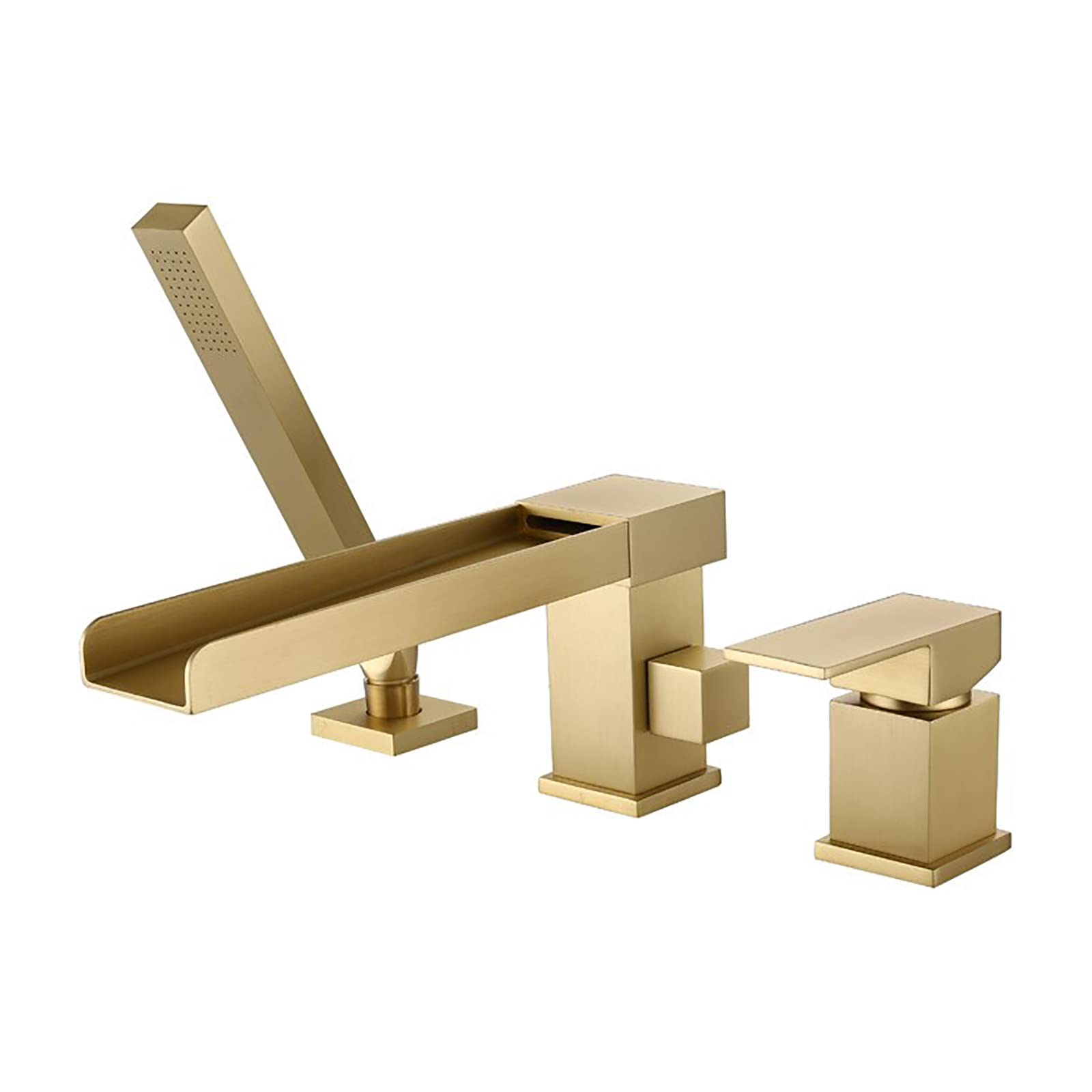 Robinet de baignoire cascade pour un espace spa à la maison mitigeur or brossé 3 trous