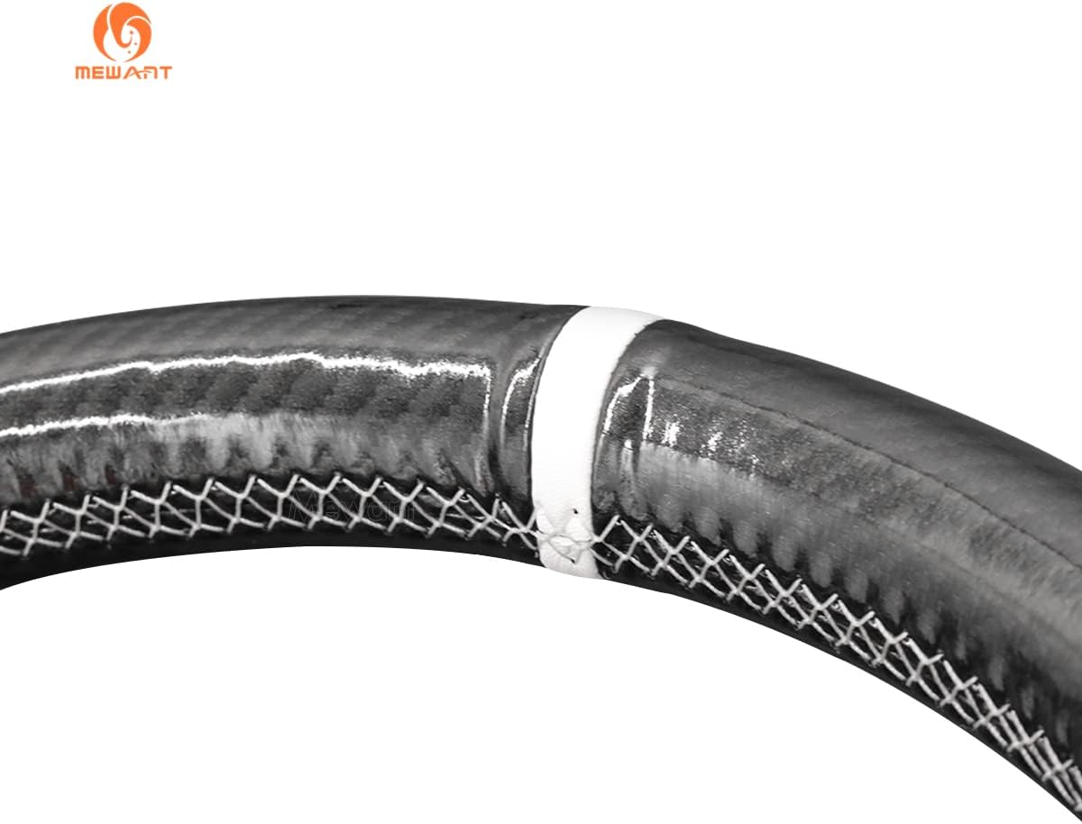 MEWANT Custom-Fit for Chevrolet Steering Wheel Wrap Cover, Carbon Fiber + Suede Hand Stitched Steering Wheel Cover for Chevrolet Blazer/Silverado (1500)/ Silverado (2500/3500)/ Suburban/Tahoe