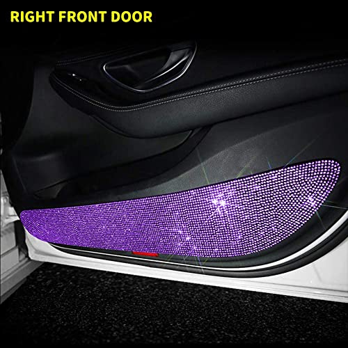 Image of eing Bling Car Door Anti-Kick Pad Crystal Door Protective Pad Universal Anti-Kick Dirty Stickers Anti-Collision Stickers,4 Pack /Set(2 Pack for Front Door and 2 Pack for Back Seat Door),Purple