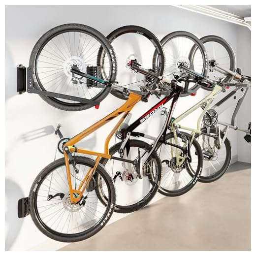 monTEK Swivel Bike Wall Mount, No Heavy Lifting Required Bike Wall Mount, Bike Hangers for Garage, Space-Saving Bike Rack Garage, Easy to Load and Unload, Bike Hanger Can Hold Up to 77 lbs, 4 Pack