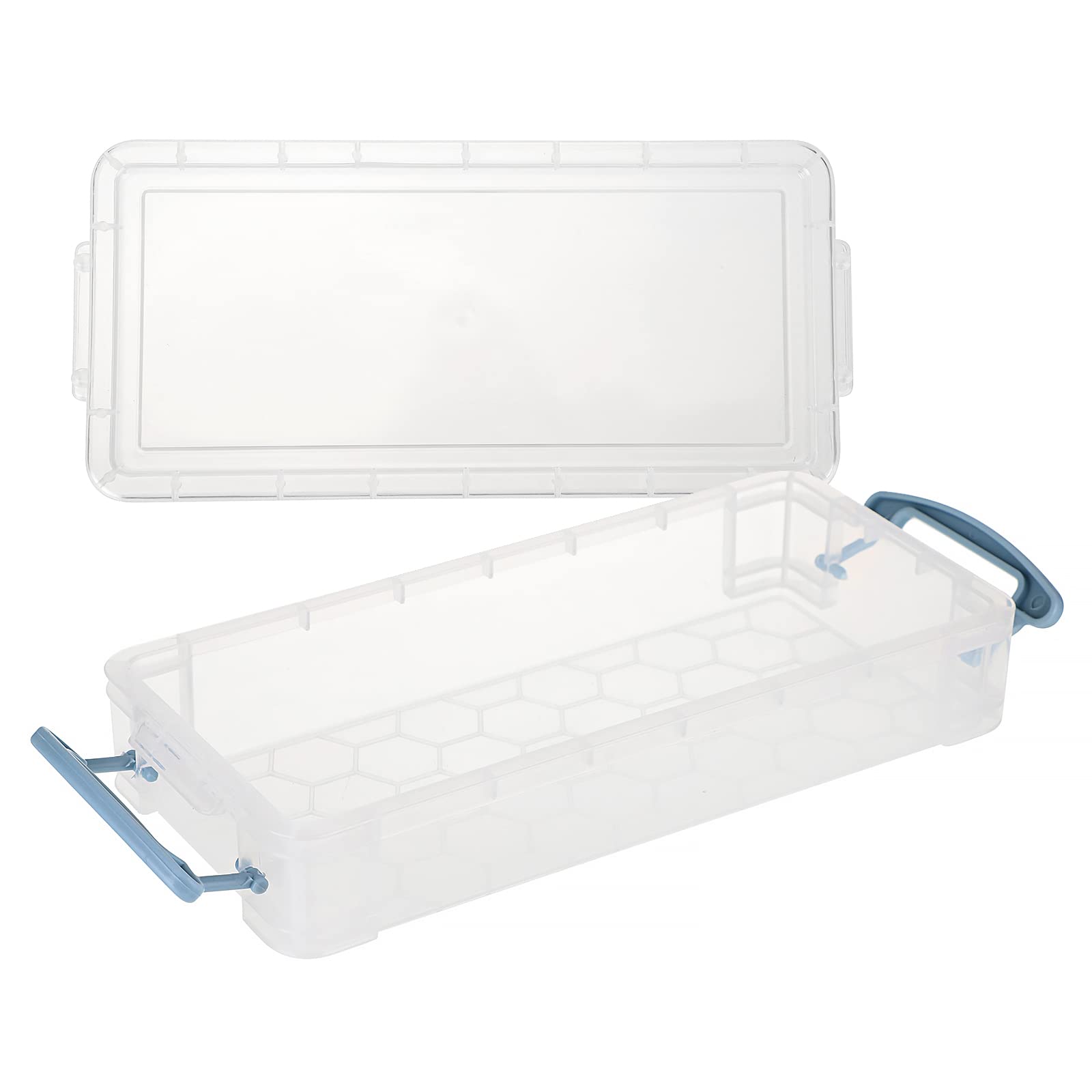 Boîte De Rangement Pour Pinceaux SUMTree - Lot De 2 Boîtes En Plastique Transparent Avec Couvercle, 33x9x6 Cm, Pour Crayons, Maquillage, Outils