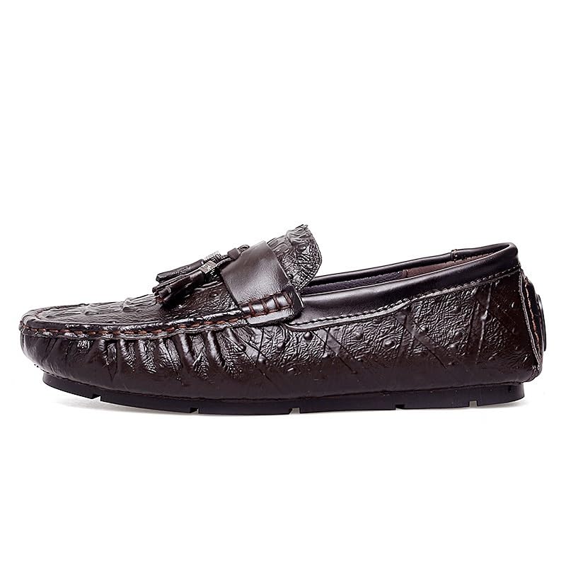 Loafers for Men Round Toe Crocodile Print with Tassel Driving Loafers Flexible Slip Resistant Lightweight Wedding Slip-on2