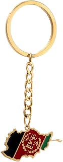 Stainless Steel Afghanistan Map Flag Afghan Stainless Steel Keychain Jewelry for Women Men