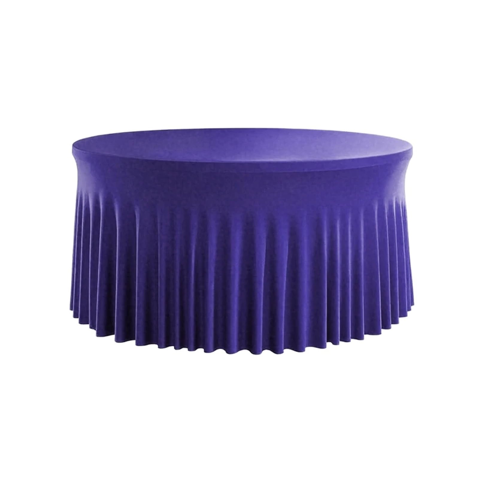 MQFBNNP Round table skirt Pleated Wave Spandex Round Tablecloth Elastic Skirted Cover for Banquet Wedding Stain-Resistant(Deep purple,4FT 122CM ROUND)