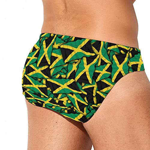 Calculay Jamaican Flag Men's Swimming Trunks,Beach Shorts Stretch Swimsuit Quick Dry2