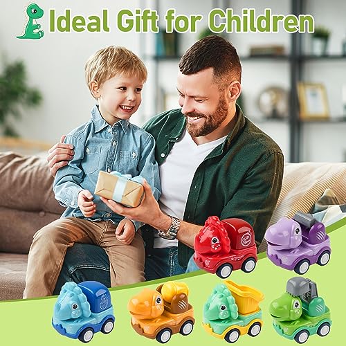 Deepton 6 Pcs Car Toys for 1-2 Year Old Boys, Toy Cars for Toddlers, Pull Back Cars, Dinosaur Toys for Girls Boy, Kids Cars, Baby Cars, Birthday Gifts for 1 2 3 Year Olds Boys - Image 6