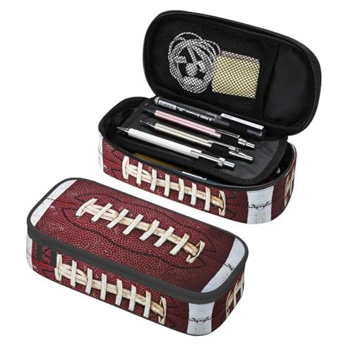 Image of American Football Ball Vintage Theme Pencil Case Storage Pencil Pouch Stationery Bags With Zipper Portable Pen Holder Box Organizer For Boys Teens Student College School Office Supplies