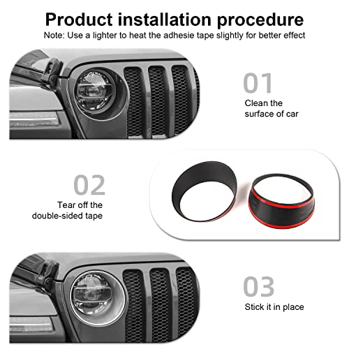 Image of CheroCar for JL Mesh Grille Grill Insert & Headlight Turn Light Cover Trim Exterior Accessories for Jeep Wrangler JL JLU 2018-2026 & Gladiator JT 2020-2026