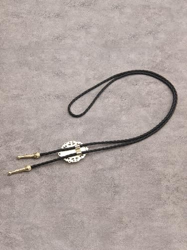 Image of Jeilwiy Bolo Tie for Men Western Cowboy Tie Necklace Gold Bolo Tie Leather Necktie Halloween Tie Accessories for Women