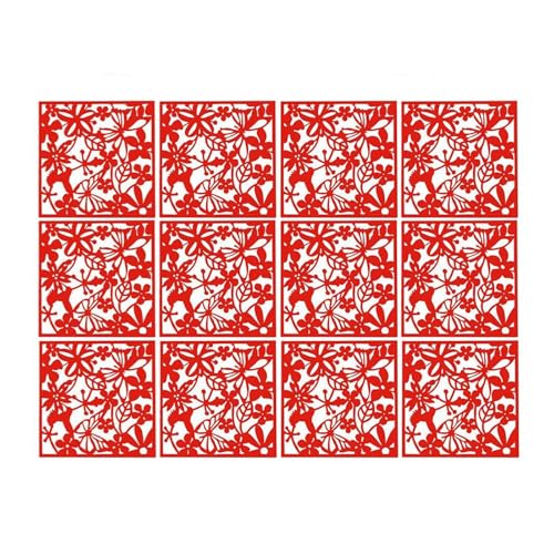 12 Paneles divisores Colgantes con diseño Calado Tallado, para Sala de Estar y Dormitorio (Blanco)