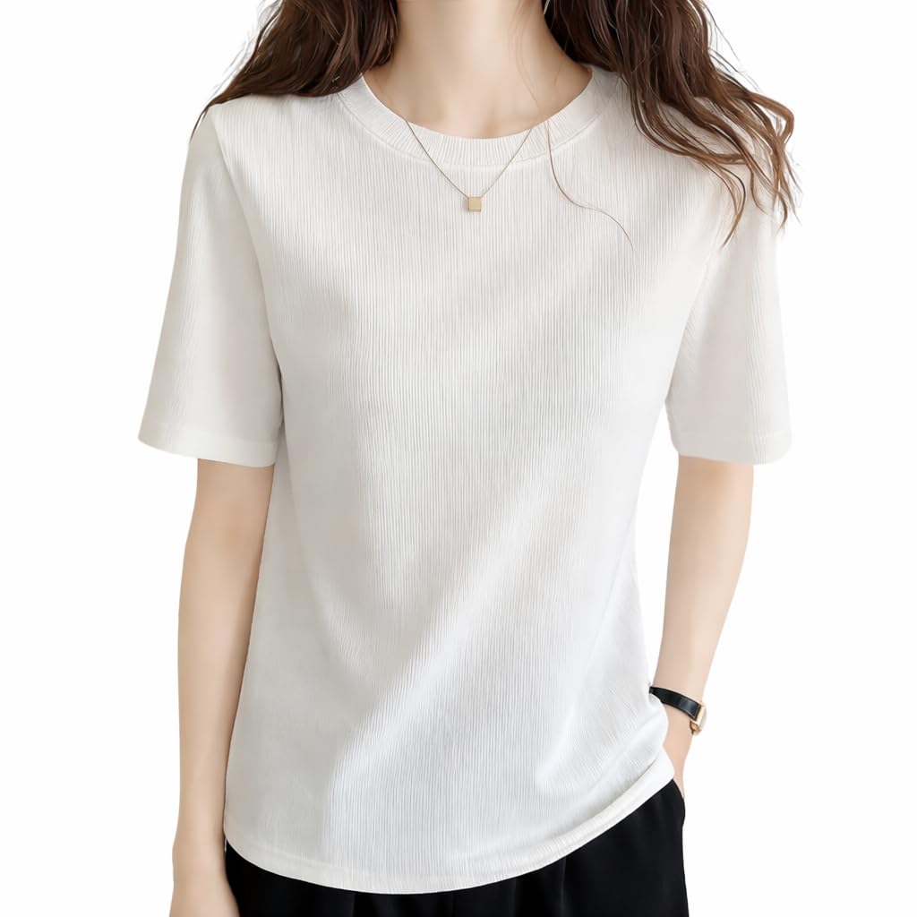 [AOY] tシャツ レディース リブTシャツ 【ストレートシルエットですっきり…