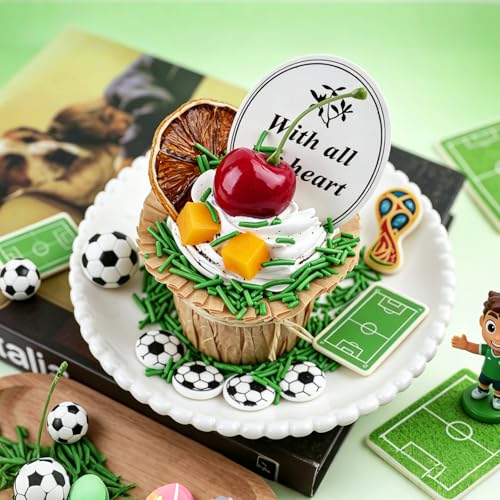 Image of Edible Soccer Sprinkles, Green Jimmies and 10Pcs Soccer Ball Candy Mix | World Cup Celebration, Sports Themed Birthday Party Baking, Cake Decorating, Cookies Decorations, Cupcake Toppers